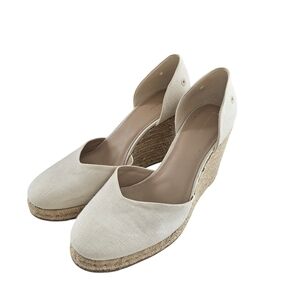 Reformation Camilla Cream Canvas Wedge Espadrilles Size 9 No Straps